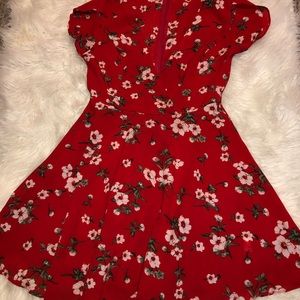 Red Floral Mini Dress